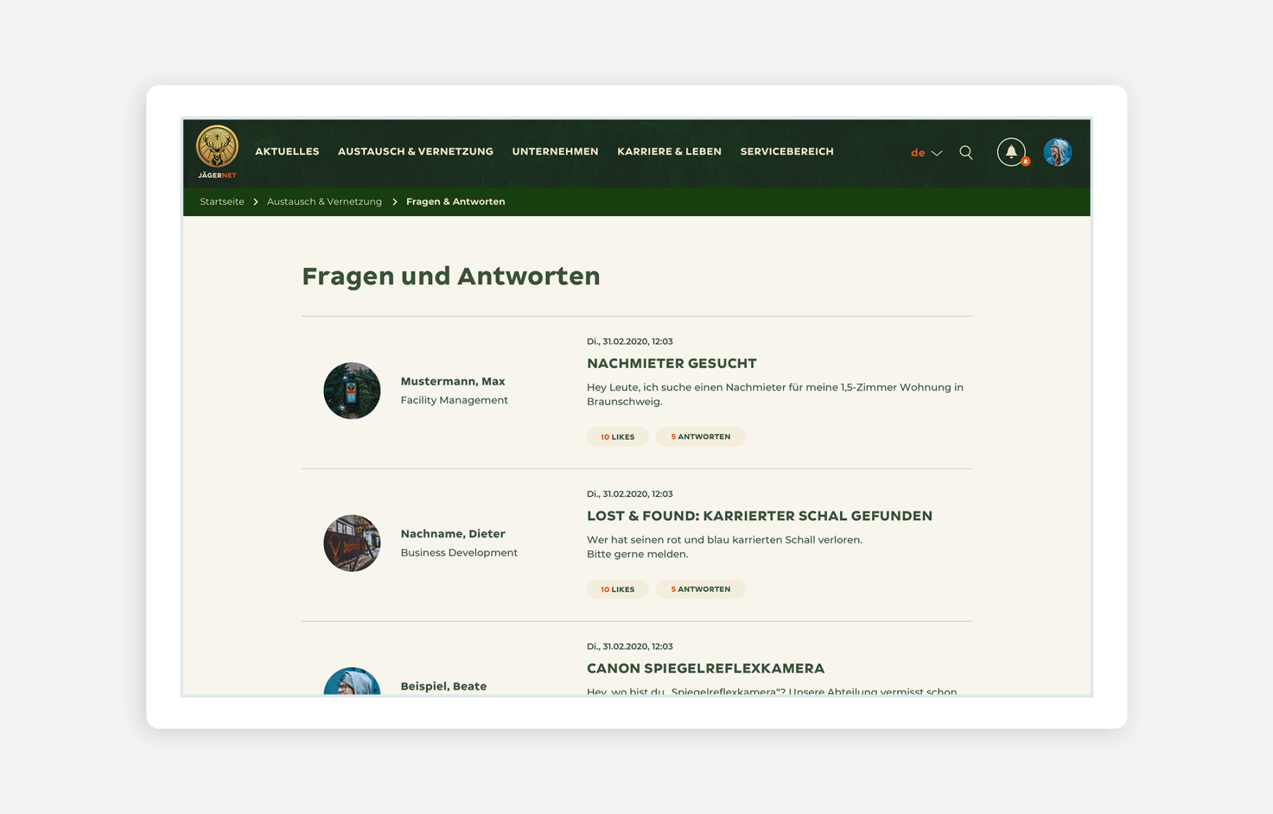 Screenshot from Jagermeister intranet