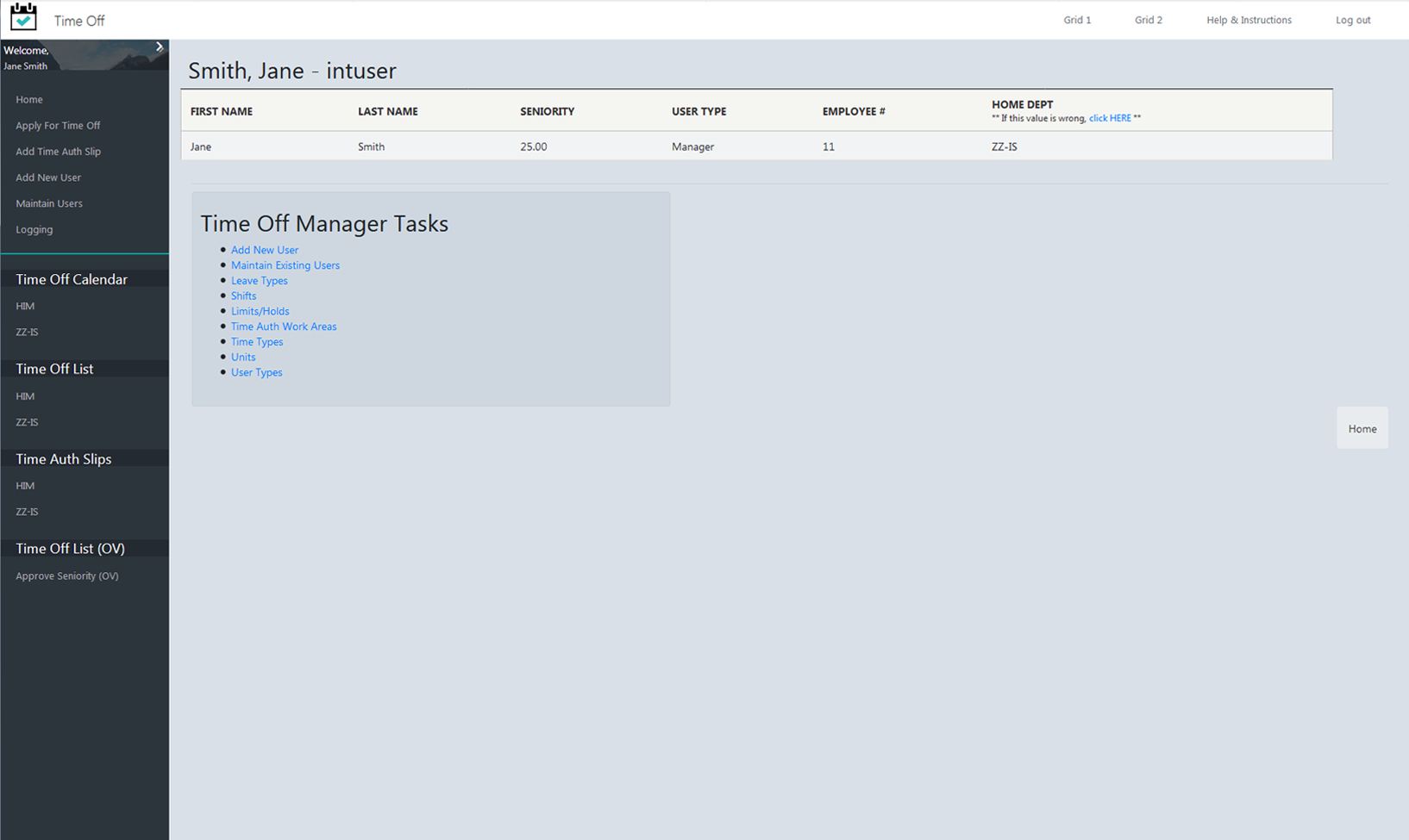 Manager Home Screen