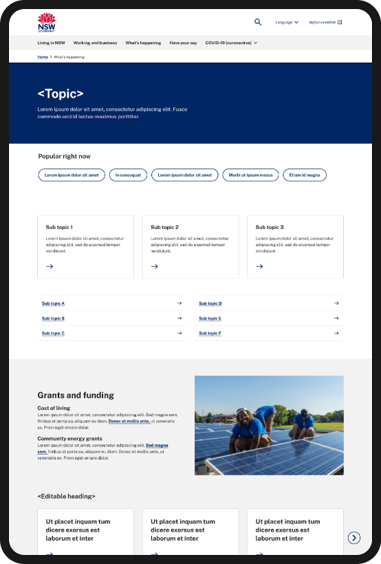 Screenshot of topic page on nsw.gov.au