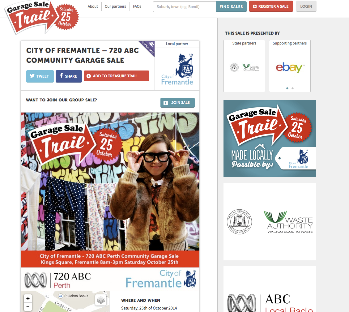 Garage Sale Trail example seller page
