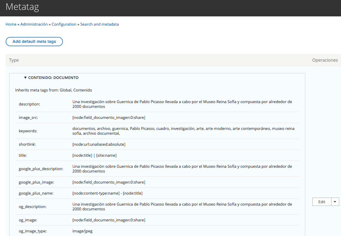 Metatag config