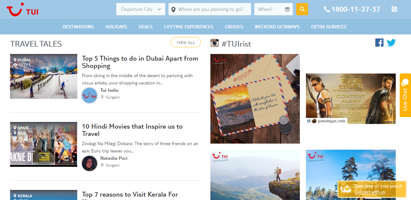 TUI India Website Development - Instagram Integration