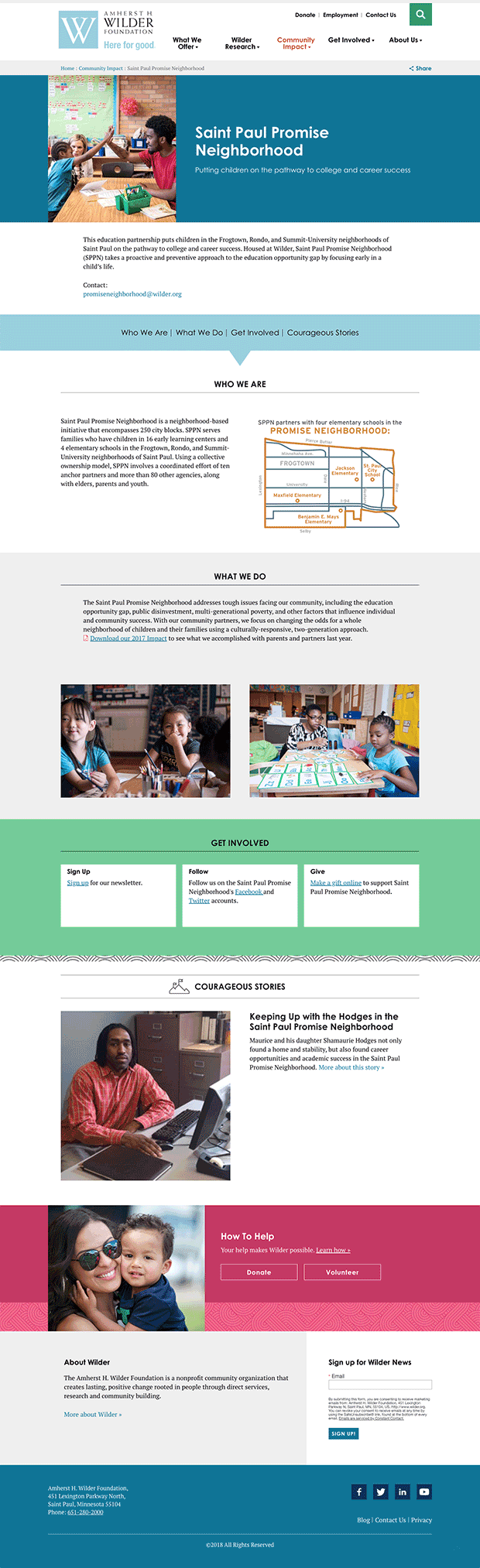 screenshot of community service page