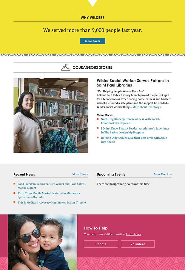screenshot of design elements on Wilder site